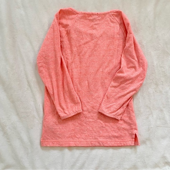 J. Crew Terry Neon Coral/Pink Terry 
 Quarter Sleeve Tee/Sweatshirt - Picture 2 of 4